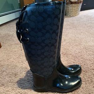 Black coach rain boots